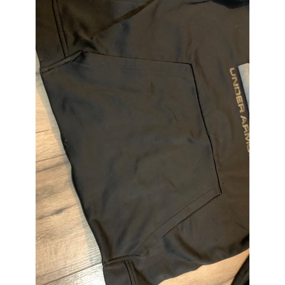 Under Armour, Men Large Loose Cold Gear Black Sweatshirt Hooded Kangaroo Pouch P - Picture 3 of 11